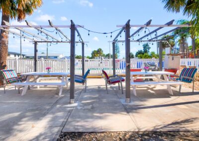 Bella Sirena Inn Courtyard Seating and Trellis Canopy